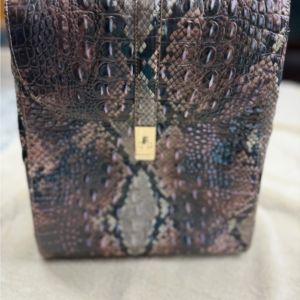 Brahmin Python-Embossed Crossbody in Brown and Bl… - image 1